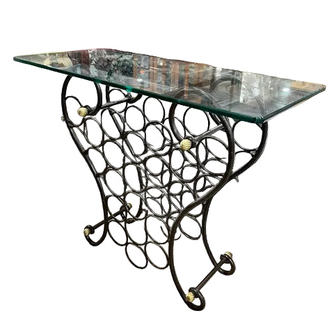 Wrought Iron Glass Top Wine Rack