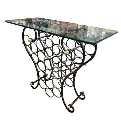 Wrought Iron Glass Top Wine Rack