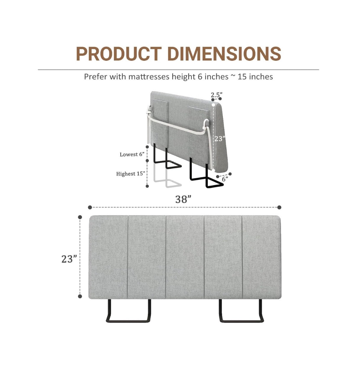 Twin Size Headboard, Upholstered Headboard Twin Size Linen Fabric Modern Style Headboards Extra Thick (Light Gray) (New in Box)