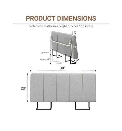 Twin Size Headboard, Upholstered Headboard Twin Size Linen Fabric Modern Style Headboards Extra Thick (Light Gray) (New in Box)