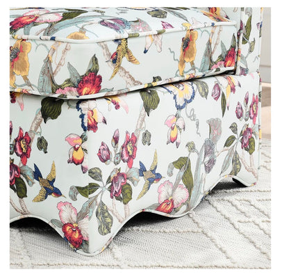 Flannel Upholstered Accent Chair-Retro Single Sofa Chair with Floral Pattern Armless Lounge Chair with Removable Cushion & Pillow (White with Floral Pattern) (New in Box)