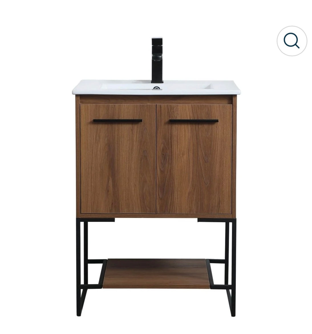 24 Inch Single Bathroom Vanity (Walnut Brown) (New)
