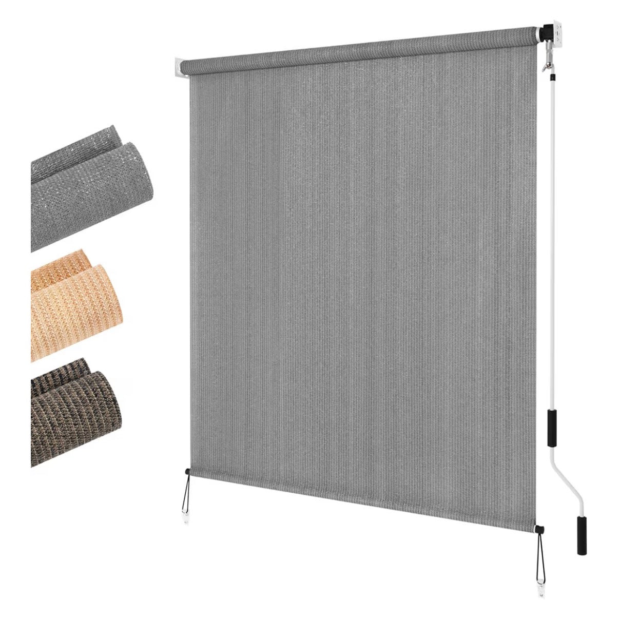LUCKUP Outdoor Sunshade Roller Shades 5 ft Wide X 6 ft Height Roll Up Exterior Patio Shade Blinds Privacy Screen with 90 Percent UV Protection Shade for Cloth for Pergola Porch Gazebo Balcony (Grey) (New in Box)