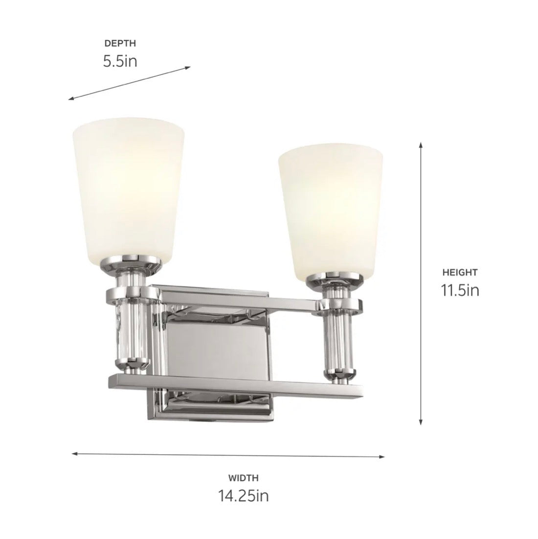 Rosalind Vanity Light 2-Light Size: 14.25 Inch Width X 11.5 Inch Height X 5.5 Inch Diameter (Polished Nickel)