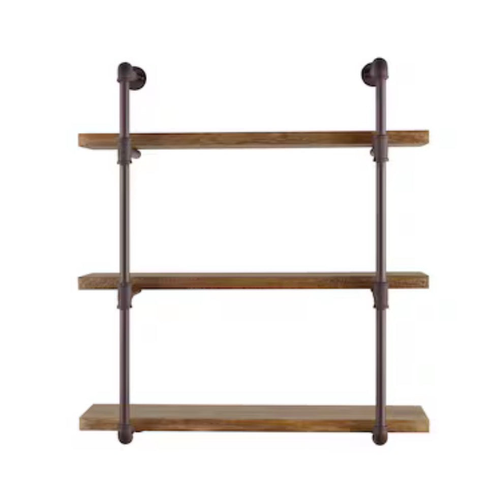 12.5 Inch Diameter X 31.5 Inch Length Laminate Rectangular Tiered Shelf (Brown) (New in Box)