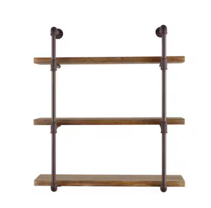 12.5 Inch Diameter X 31.5 Inch Length Laminate Rectangular Tiered Shelf (Brown) (New in Box)