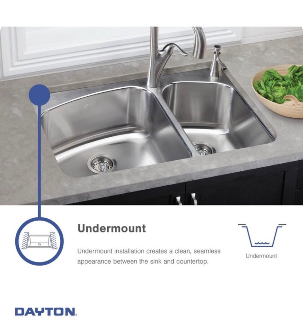 Dayton Undermount 23.5 Inch X 18.25 Inch Stainless Steel Single Bowl 18-Gauge Kitchen Sink (New in Box)