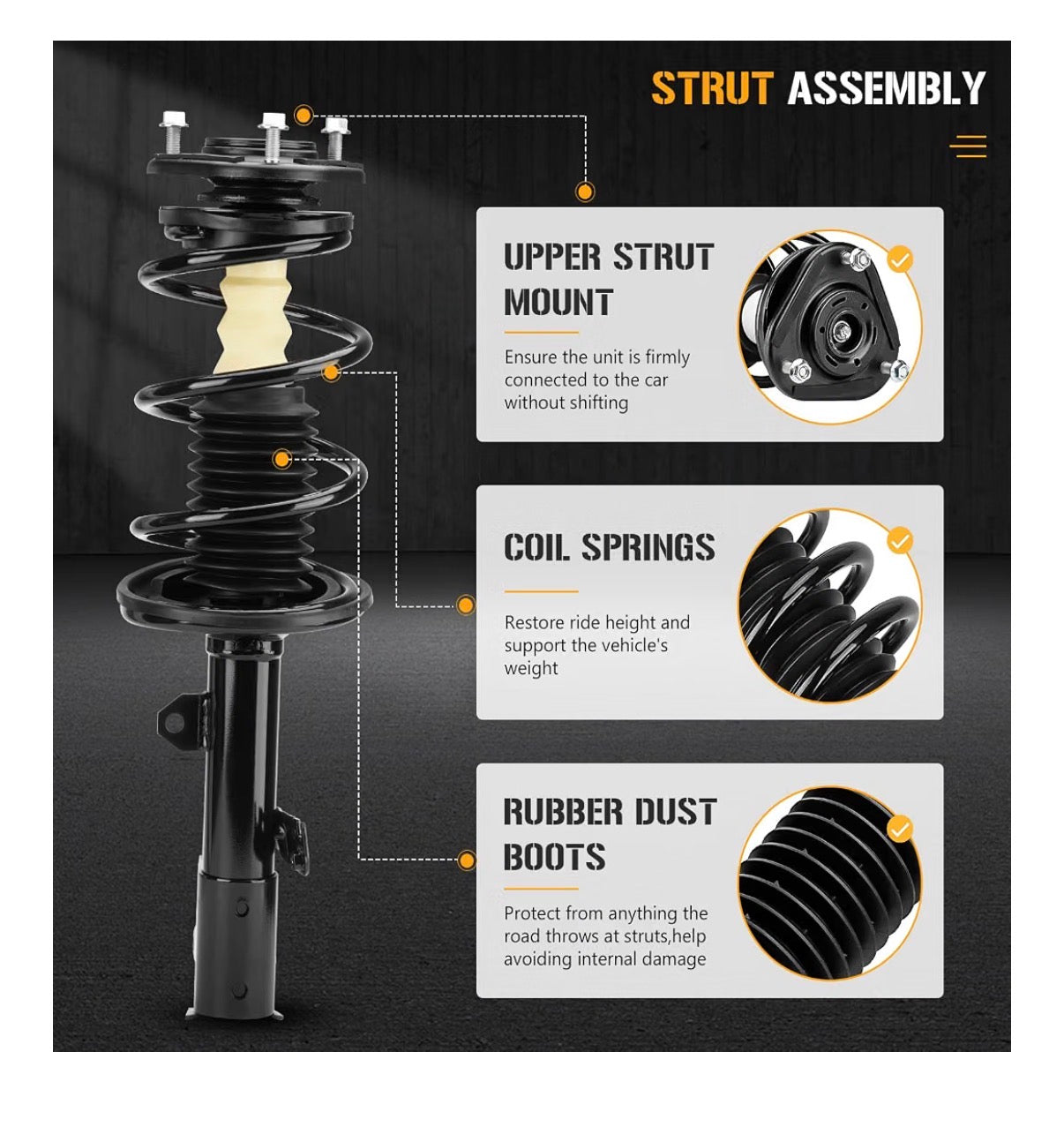 Front Struts Shock Absorber Sway Bar Links Kit for Toyota Corolla 1.8L 2009-2013, for Matrix FWD 2009-2010, Replace 572598, 572597, K90433 (4Pcs) (New in Box)
