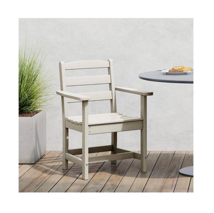 Shoreside All Weather Plastic Outdoor Patio Dining Armchair (Sand Color) (new in Box)
