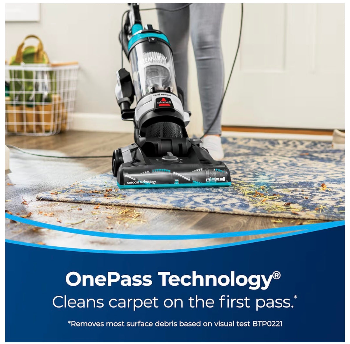 Bissell CleanView Rewind Pet Bagless Vacuum with Automatic Cord Rewind, Active Extension Wand for Hard-to-Reach Areas, Powerful Suction & Multi-Surface Cleaning (Black/Teal) (New in Box)