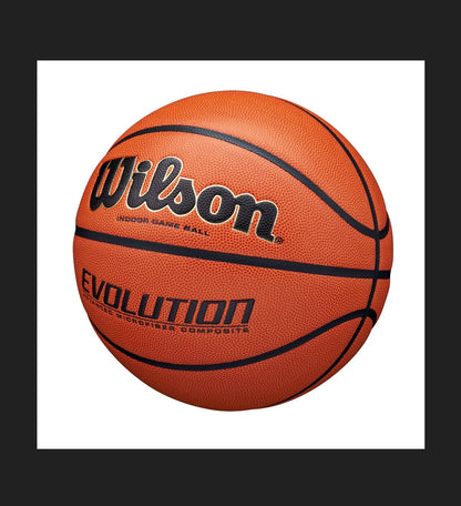 Wilson 29.5 Inch Evolution Basketball: Composite Leather, Indoor/Outdoor Use (New)