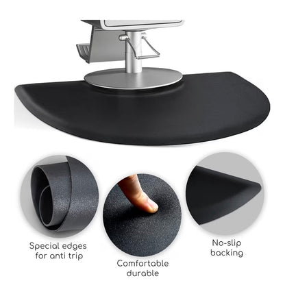 Salon Mat for Hairstyle 3 ft. X 5 ft. Barber Shop Anti-Fatigue Salon Standing Chair Mat Black Semi Circle 1/2 Inch Thick Comfort Salon Mat, Hair Cutting Hairdressing Equipment (New in Box)