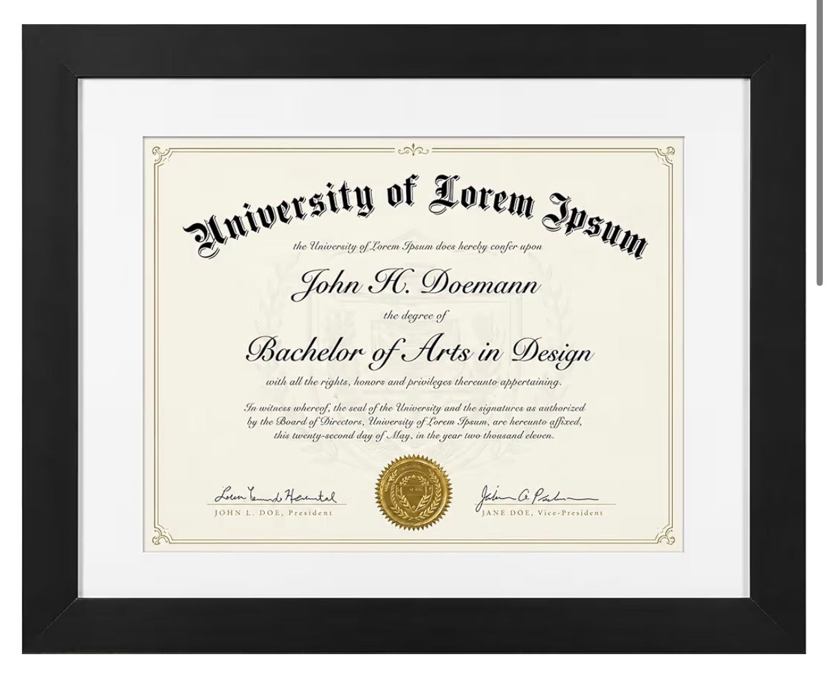 Americanflat 11 Inch X 14 Inch Diploma Frame with Shatter Resistant Glass Use as 8.5 Inch X 11 Inch Frame with Mat or Display 11 Inch X 14 Inch Documents without Mat-Certificate Frames with Engineered Wood for Wall Display (Black) (New in Box)