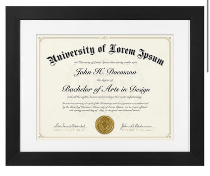 Americanflat 11 Inch X 14 Inch Diploma Frame with Shatter Resistant Glass Use as 8.5 Inch X 11 Inch Frame with Mat or Display 11 Inch X 14 Inch Documents without Mat-Certificate Frames with Engineered Wood for Wall Display (Black) (New in Box)