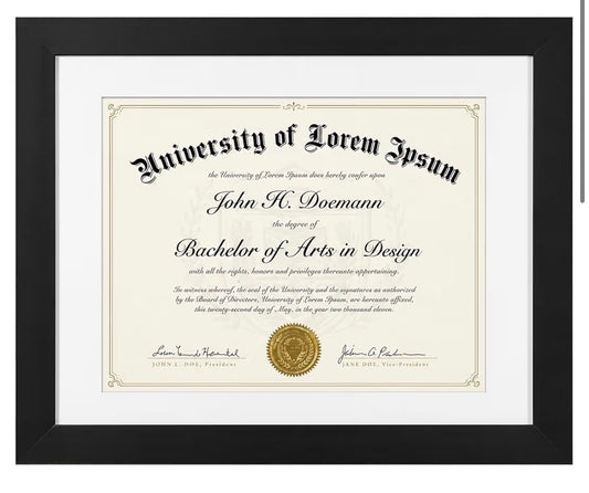 Americanflat 11 Inch X 14 Inch Diploma Frame with Shatter Resistant Glass Use as 8.5 Inch X 11 Inch Frame with Mat or Display 11 Inch X 14 Inch Documents without Mat-Certificate Frames with Engineered Wood for Wall Display (Black) (New in Box)
