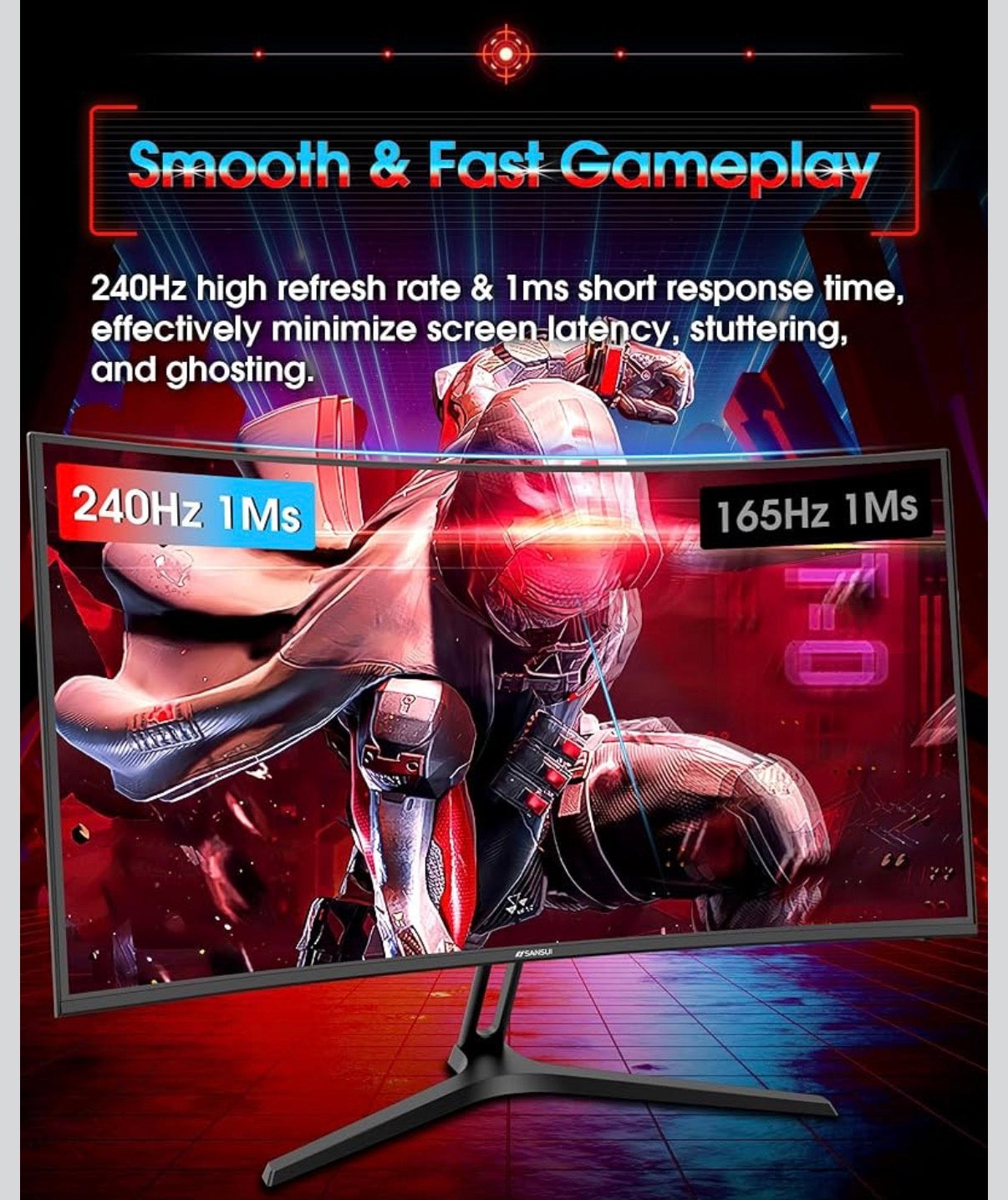 SANSUI 27" Curved 240Hz Gaming Monitor