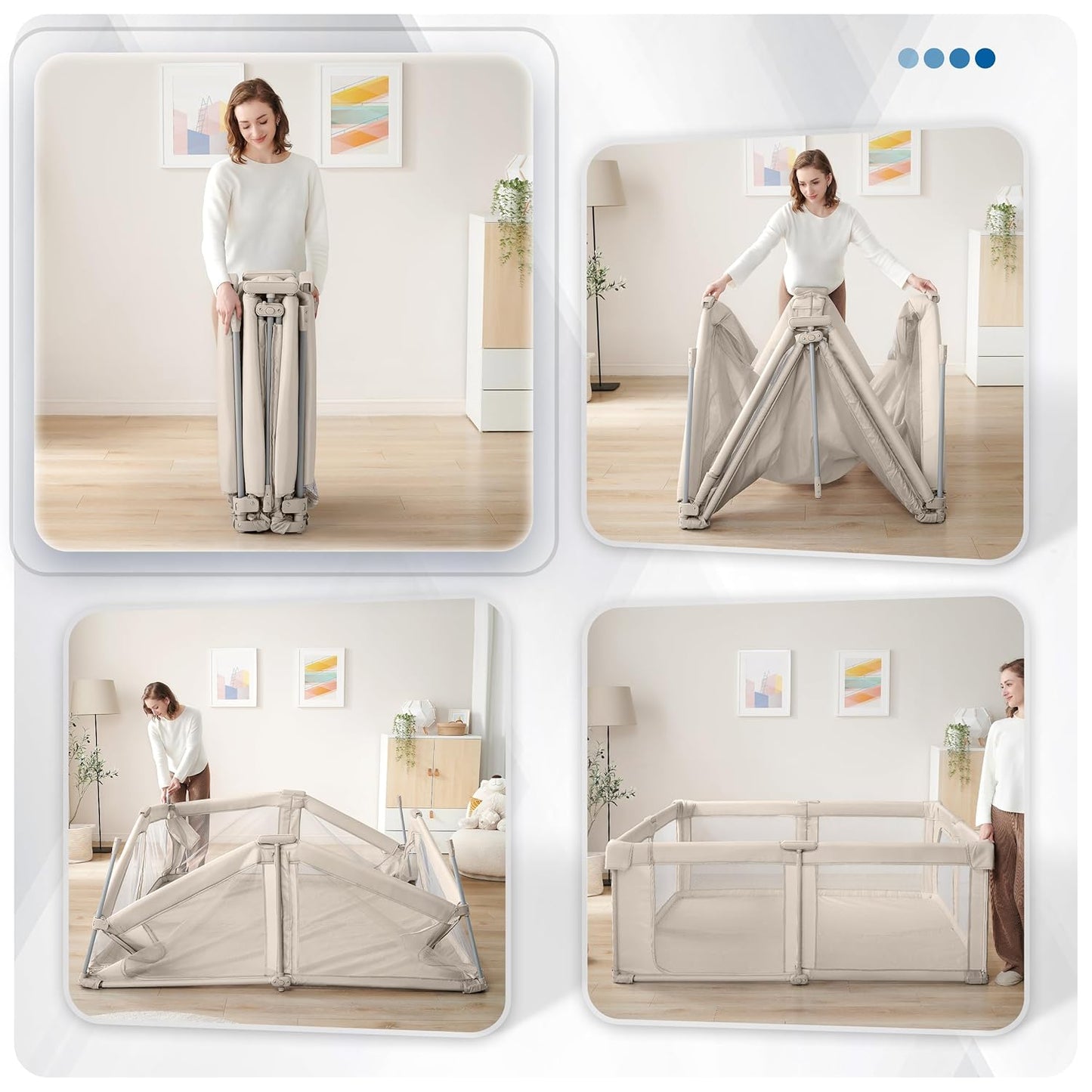 SweeBy Foldable Playpen, 59x59 Inch with Baby Gate