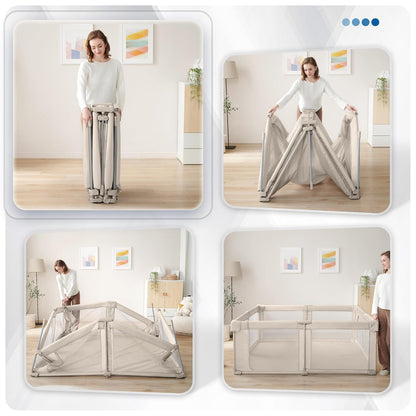 SweeBy Foldable Playpen, 59x59 Inch with Baby Gate
