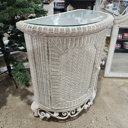 Wicker Accent Cabinet with Mirror