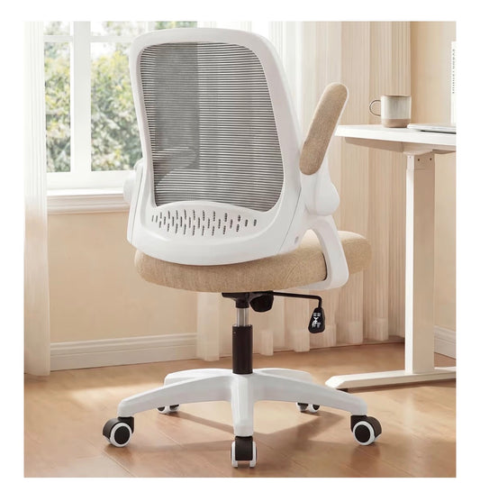 Neo Chair Office Desk Gaming Ergonomic Computer Chair with Lumbar Back Support Adjustable Height Swivel Rolling  Wheels Flip-Up Arms Mesh Chair for Home Vanity (Beige) (New in Box)