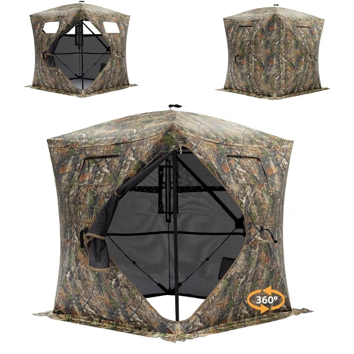 360/270 Degree See Through Hunting Blind, Pop Up Ground Blind 2-3 Person Hunting Blind for Hunting Deer and Turkey, with Diamond Shaped Door, Mud Flap and Portable Carry Bag (New in Box)