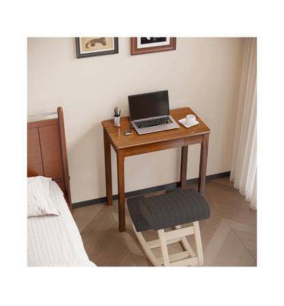 Solid Wood Desk with Drawers 28 Inch X 16 Inch Simple Narrow Desks, Rubber Wood Study Table, Small Writing Desk for Small Spaces/Bedroom (Walnut) (New in Box)