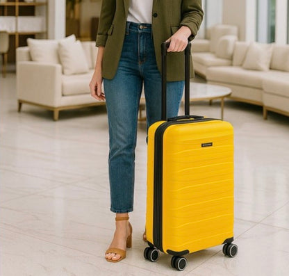 World Traveler Dejuno Motley 3 Piece Lightweight Hardside Expandable Spinner Luggage Set- Yellow  -NEW