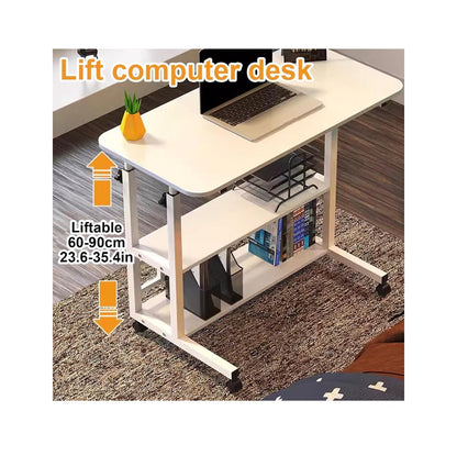 Portable Desk, Adjustable Rolling Desk, Rolling Computer Desk, Desk with Wheels, Height Adjustable Table with Storage, Movable Sofa Side Table, for Small Spaces (Black) (New in Box)
