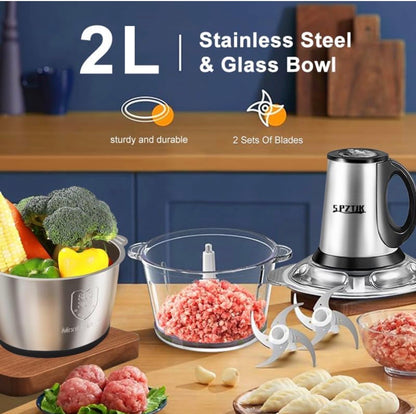 SPZTJK  3-Speed Electric Food Processor - Meat grinder, vegetable chopper and baby food maker