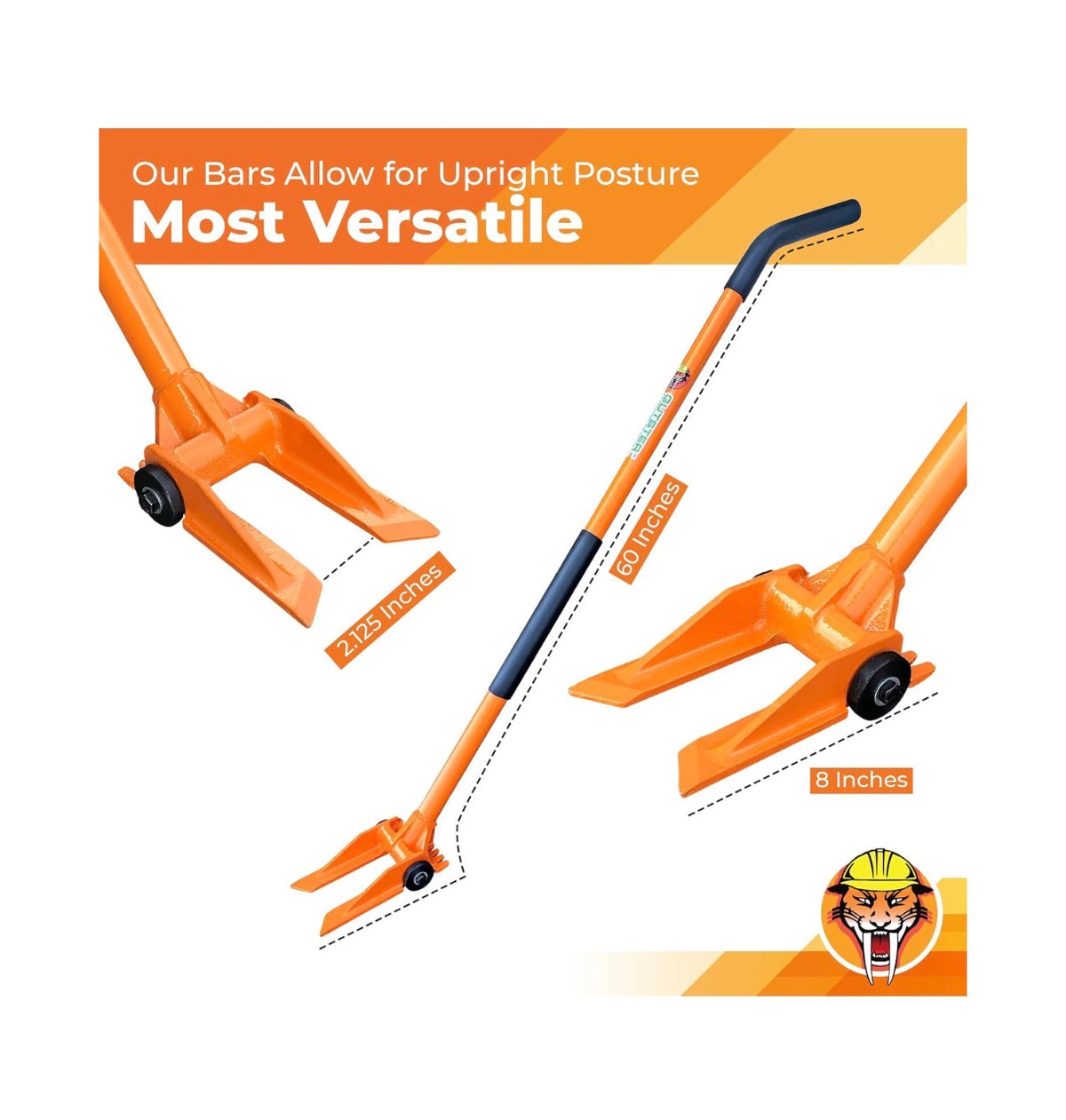 60 Inch Flooring Demo Bar with Steel Wheels Heavy Duty Rolling Pry Bar for Hardwood, Laminate, Vinyl, Tile Underlayment & Subfloor Removal Long Handle Steel Crowbar & Nail Puller (New)