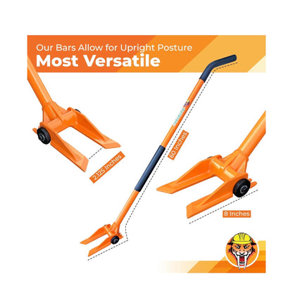60 Inch Flooring Demo Bar with Steel Wheels Heavy Duty Rolling Pry Bar for Hardwood, Laminate, Vinyl, Tile Underlayment & Subfloor Removal Long Handle Steel Crowbar & Nail Puller (New)