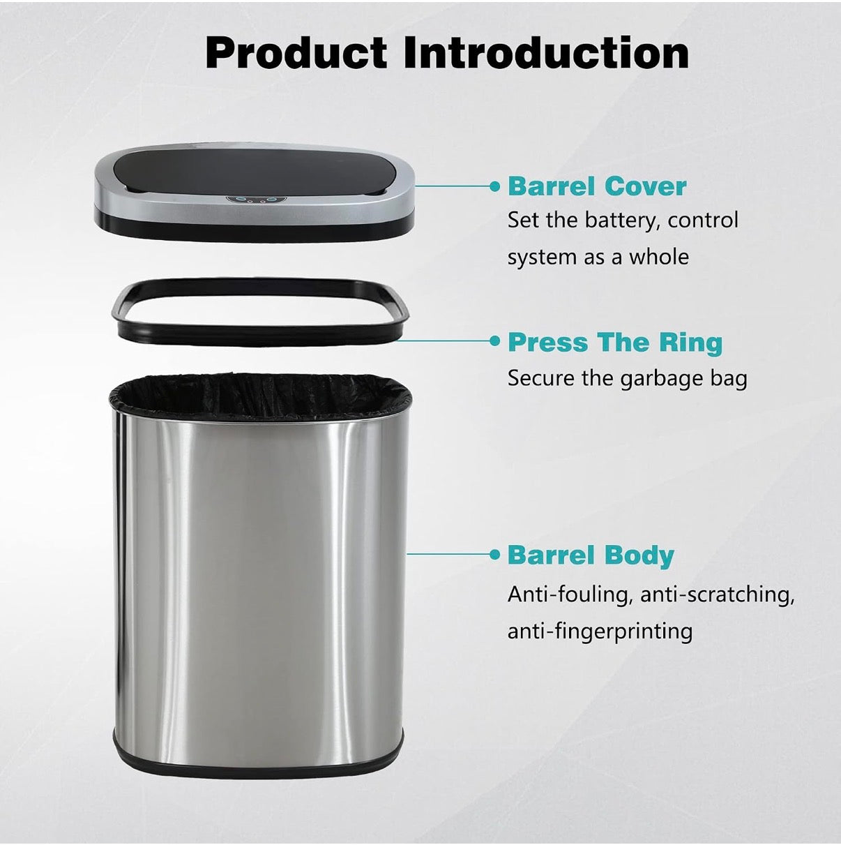 13gallon/ 50 liter Stainless Steel Touchless Trask Can