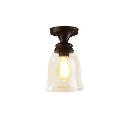 (New) allen + roth Bristow Bronze 1 -Light Semi-flush Mount Light
