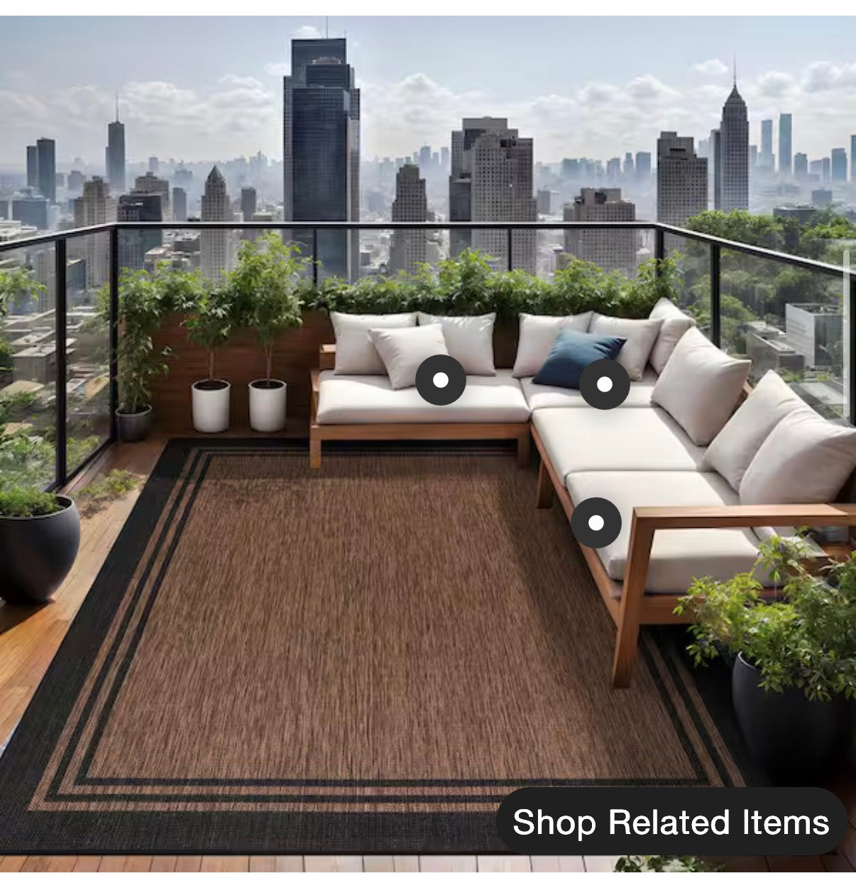 9ft. X 12ft. Gold Black Aloha Washable Bordered Indoor/Outdoor Area Rug