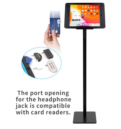 Anti-Theft Security Kiosk POS Floor Stand Holder Enclosure for 10.2" 2020 iPad 8th Gen & 2019 iPad 7th Gen, Flip & 360° Swivel Design