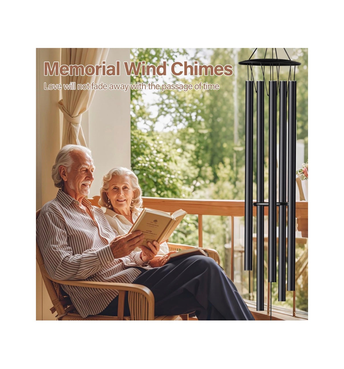 68 Inch Large Wind Chimes for Home Garden Decor, Deep Tone Wind Chines (Black) (New in Box)