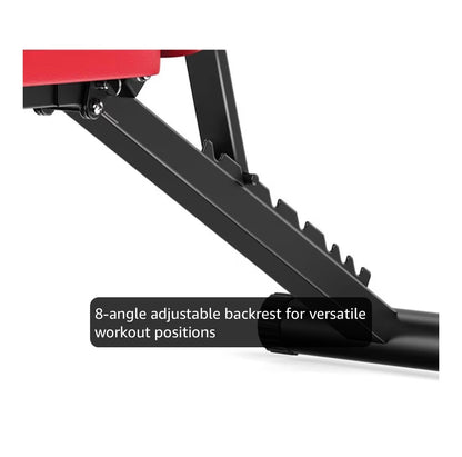 Adjustable Weight Bench for Home Gym, 660lbs Capacity Workout Bench with 8 Backrests for Chest Shoulders Arms, Compact and Foldable Strength Bench for Small Space Apartment Room (Red and Black) (New in Box)