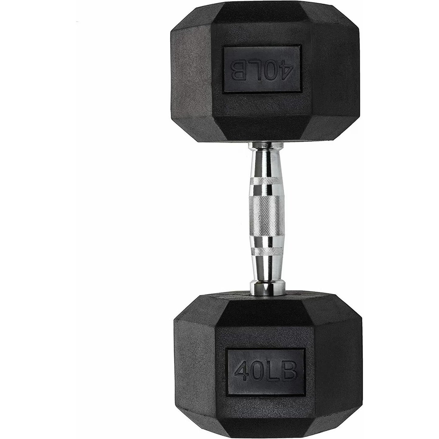 (New) Hex Dumbbells - Heavy Duty PVC Coated Weights, Chrome-Plated Knurled Handles, Fixed Hexagon Dumbbell - Workout, Exercise Weights, Lifting, Body Building Home Gym Training Gear - 40 LB