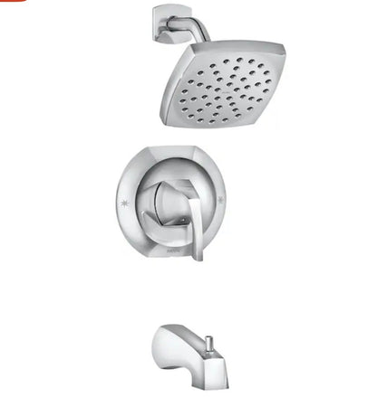 Moen Lindor Chrome 1 Handle Single Function 6 Inch Square Bathtub and Shower Faucet with Valve