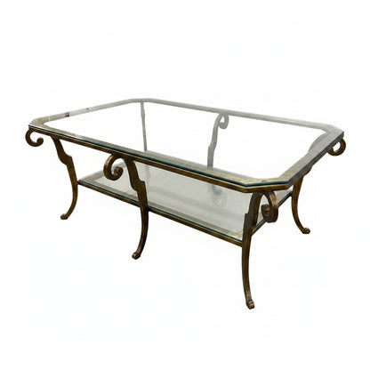 ETHAN ALLEN Two-Tiered Glass Coffee Table