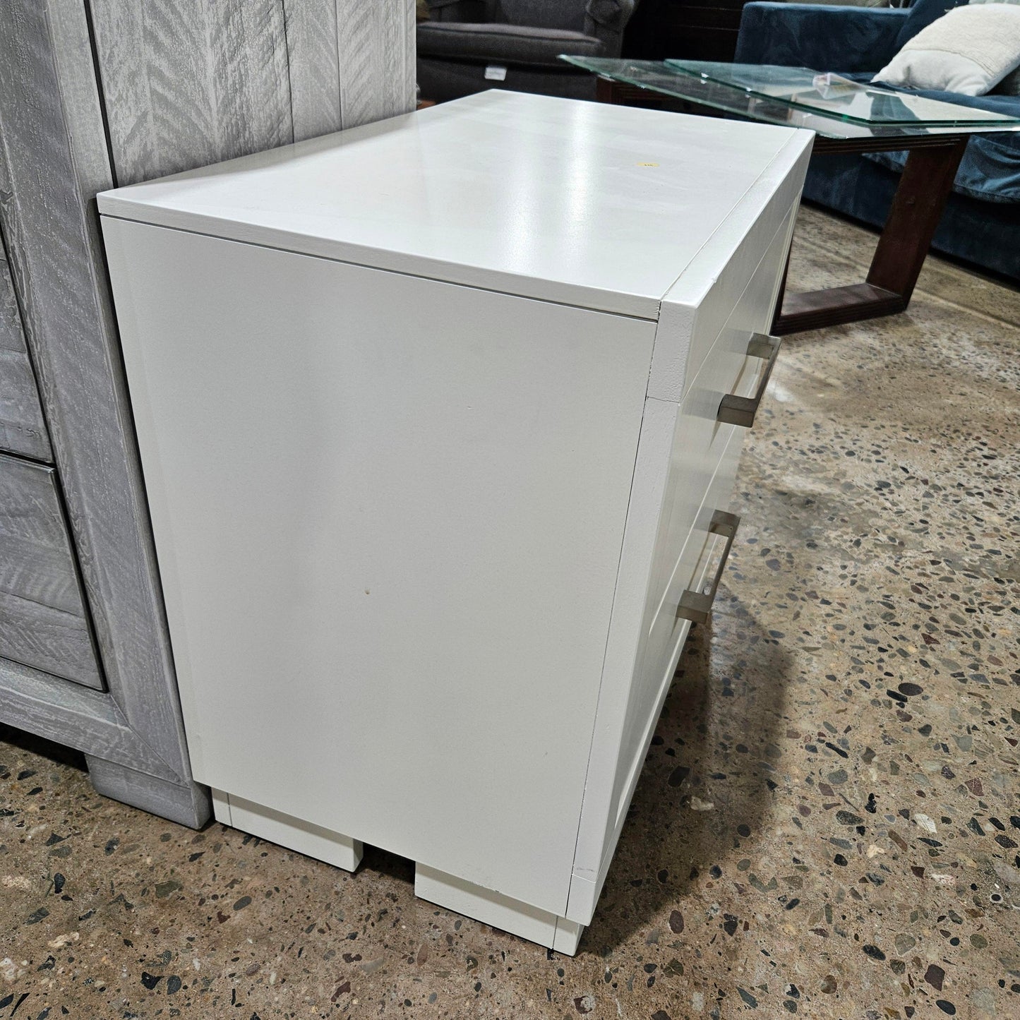 2 Drawer Contemporary Nightstand in White