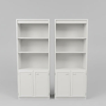 White 5-Shelf Bookcase with Doors