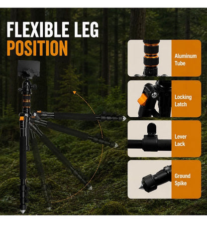 Hunting Tripod, Riffle Shooting Tripod with integrated Vise Clamp Heavy Duty Aluminum Shooting Rest with Custom Carry Bag, Adjustable 18 Inch-61 Inch Stable Gun Stand & Shooting Stick for Hunting (New in Box)