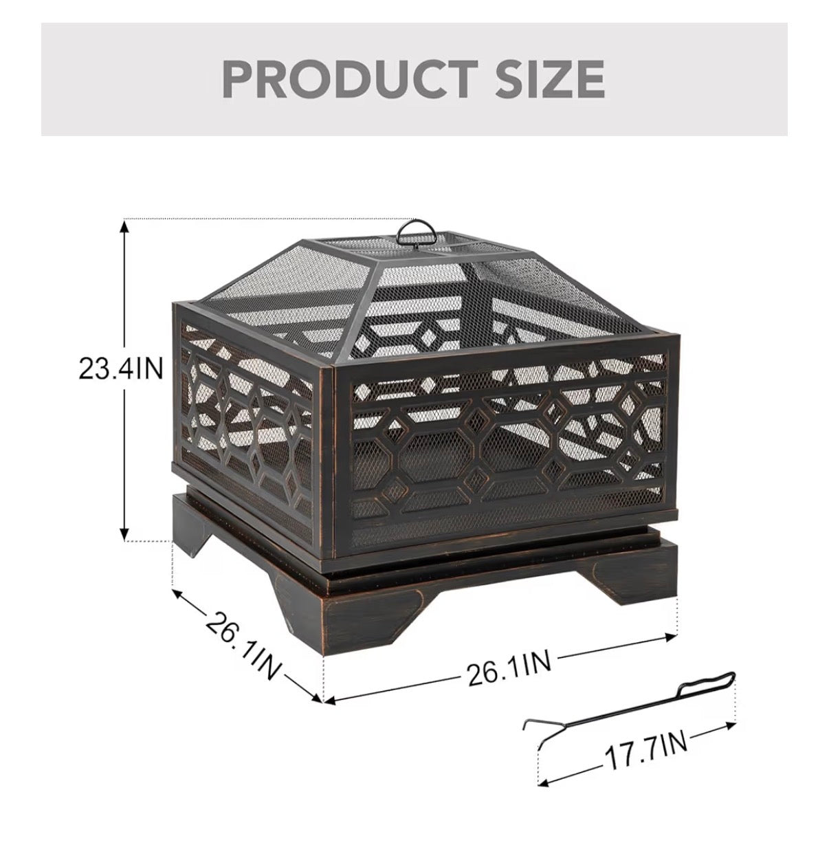 Outdoor Fire Pit - 26 inch wood burning firepit