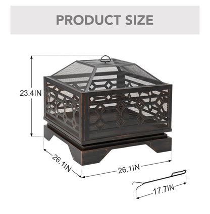 Outdoor Fire Pit - 26 inch wood burning firepit