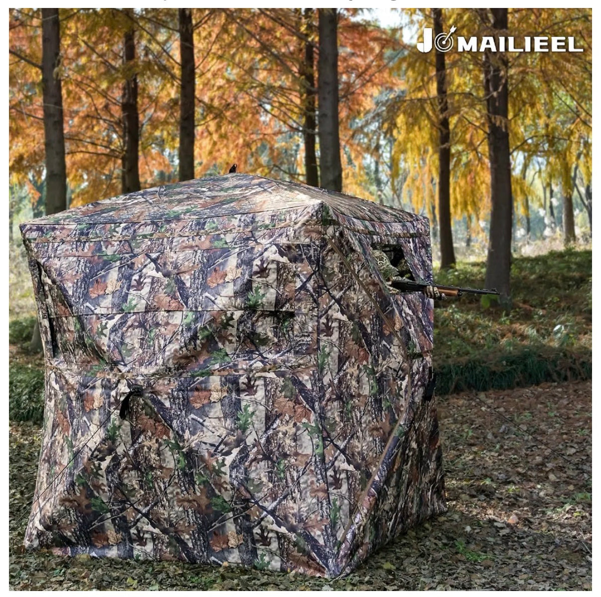 360 Degree See-Through Pop-Up Hunting Blind, 1-2 & 3-4 Person Ground Blind for Deer and Turkey with Single/Double Doors, Mud Flap and Portable Carry Bag (New in Box)