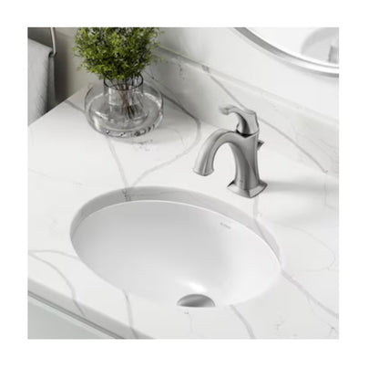 Kraus Elavo Ceramic 16.75 Inch Undermount Oval Traditional Bathroom Sink (White)
