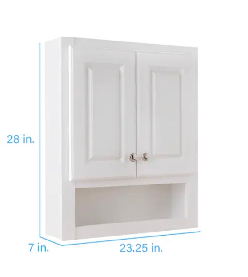 Project Source 23.25 inch X 28 inch X 7 inch True White Bathroom Wall Cabinet