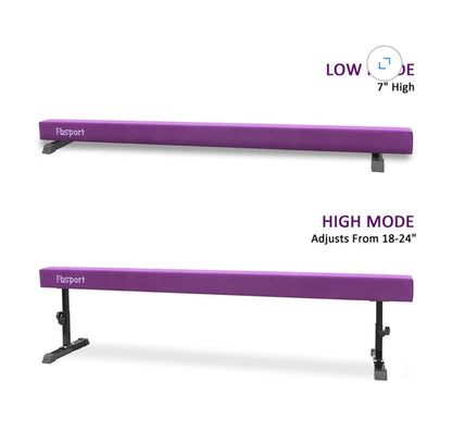 FBSPORT 8 Ft. Adjustable Balance Beam, High and Low Floor Beam Gymnastics Equipment for Kids/Adult, Gymnastics Beam for Training, Practice, Physical Therapy Professional Home Training with Legs (Purple) (Good Used Condition)