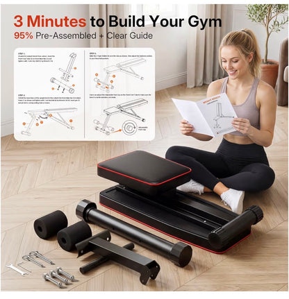 Adjustable Weight Bench for Bench Press, Heavy Duty Stable Workout Bench Foldable Weight Bench for Home, Gym, Incline/Decline 90 Degree Bench Exercise Bench (New in Box)